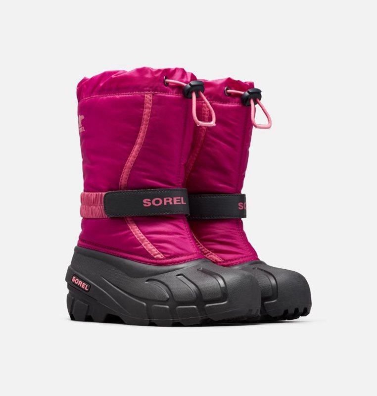 Kids Snow Boots Pink/Black - Sorel Youth Flurry™ - 456-MBDRWX